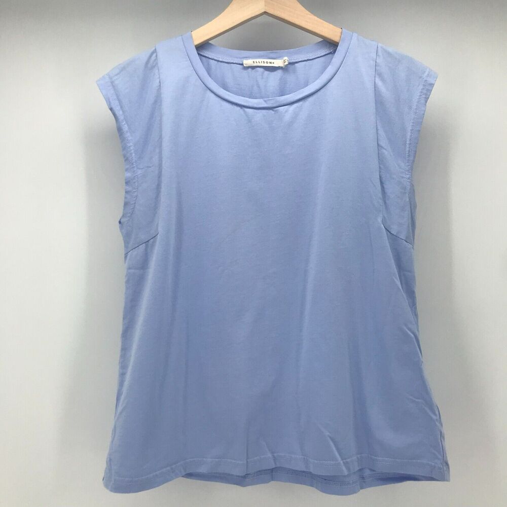 Ellison Top Womens Large Lavender Cap Sleeve Crew Neck Cotton Blend AS IS